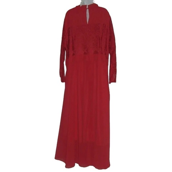 Roui Dress Red Plus Size Gown Long Lace Crochet Chiffon Party Boho Evening Sz 4X - Picture 7 of 11